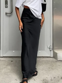 COMMENSE Utility Satin Maxi Skirt* Skirts|Bottoms