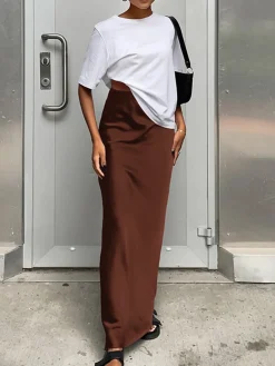 COMMENSE Utility Satin Maxi Skirt* Skirts|Bottoms