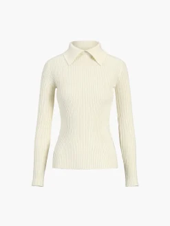 COMMENSE Vanilla Polo Long Sleeve Knit Top* Sweater Tops|Sweaters & Cardigans