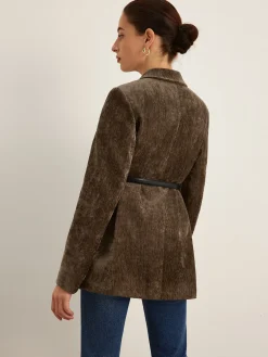 COMMENSE Velvet Button Blazer With Belt* Blazers|Outerwear
