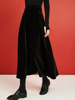 COMMENSE Velvet Flowy Skirt* Skirts|Bottoms