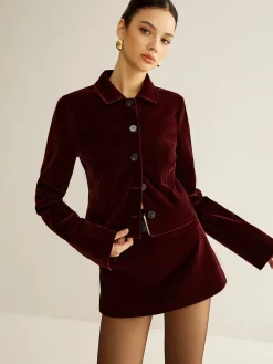 COMMENSE Velvet Lapel Short Blazer* Outerwear|Blazers