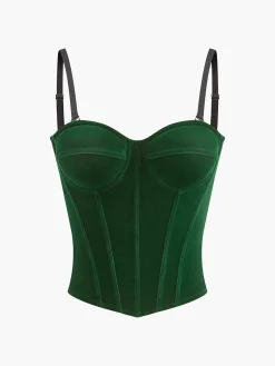 COMMENSE Velvet Piping Zipper Cami Top* Tank Tops & Camis|Tops