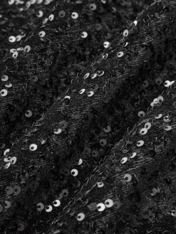 COMMENSE Velvet Sequins Bow Cami Dress* Black Dresses|Cocktail & Party Dresses