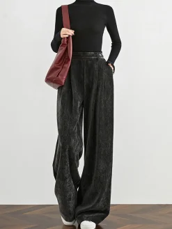 COMMENSE Velvet Wide-Leg Pants* Pants|Bottoms