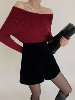 COMMENSE Velvet Wide-Leg Shorts* Shorts|Bottoms