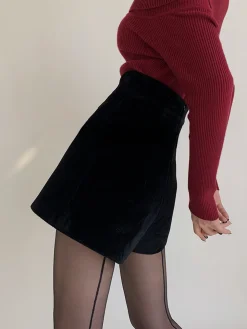 COMMENSE Velvet Wide-Leg Shorts* Shorts|Bottoms