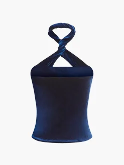 COMMENSE Velvet Zipper Halter Top* Tank Tops & Camis|Tops