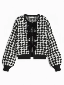 COMMENSE Velvet-Bow Lantern Sleeve Sweater* Sweater Tops|Sweaters & Cardigans