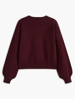 COMMENSE Velvet-Bow Lantern Sleeve Sweater* Sweater Tops|Sweaters & Cardigans