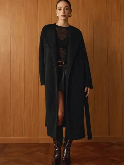 COMMENSE Versatile Belted Warm Coat With Scarf* Outerwear|Coats