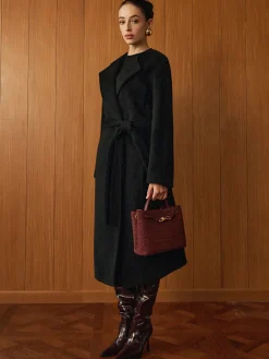 COMMENSE Versatile Belted Warm Coat With Scarf* Outerwear|Coats