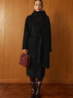 COMMENSE Versatile Belted Warm Coat With Scarf* Outerwear|Coats