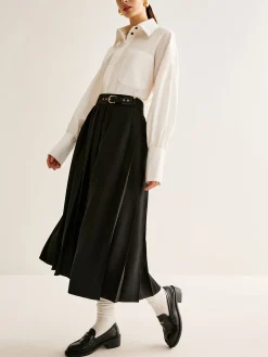 COMMENSE Versatile Buckle-Belt Pleated Skirt* Bottoms