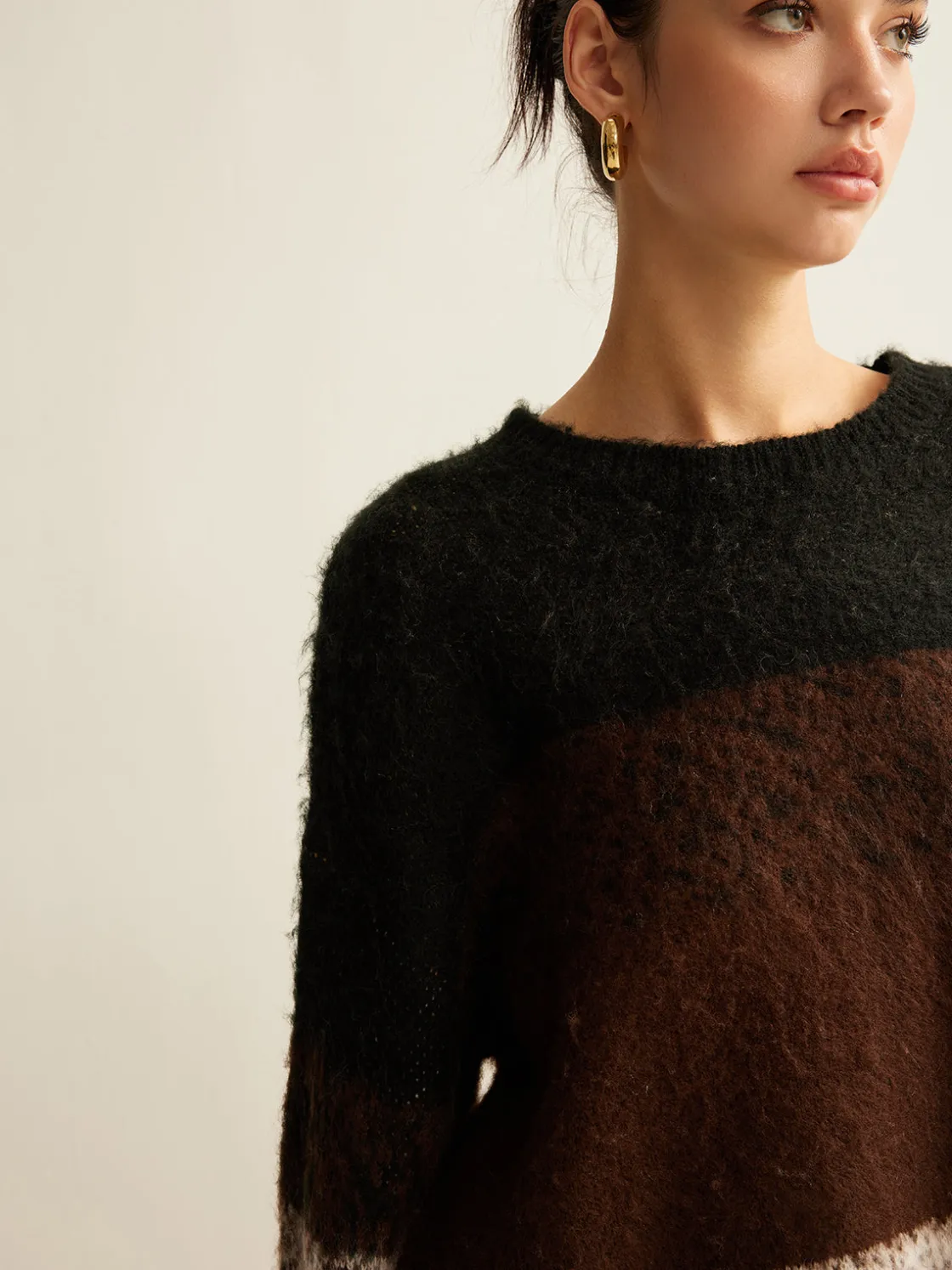 COMMENSE Versatile Color Block Loose Sweater* Sweater Tops|Sweaters & Cardigans
