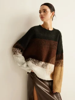 COMMENSE Versatile Color Block Loose Sweater* Sweater Tops|Sweaters & Cardigans