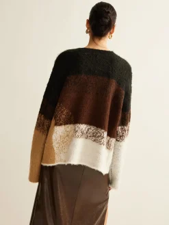 COMMENSE Versatile Color Block Loose Sweater* Sweater Tops|Sweaters & Cardigans