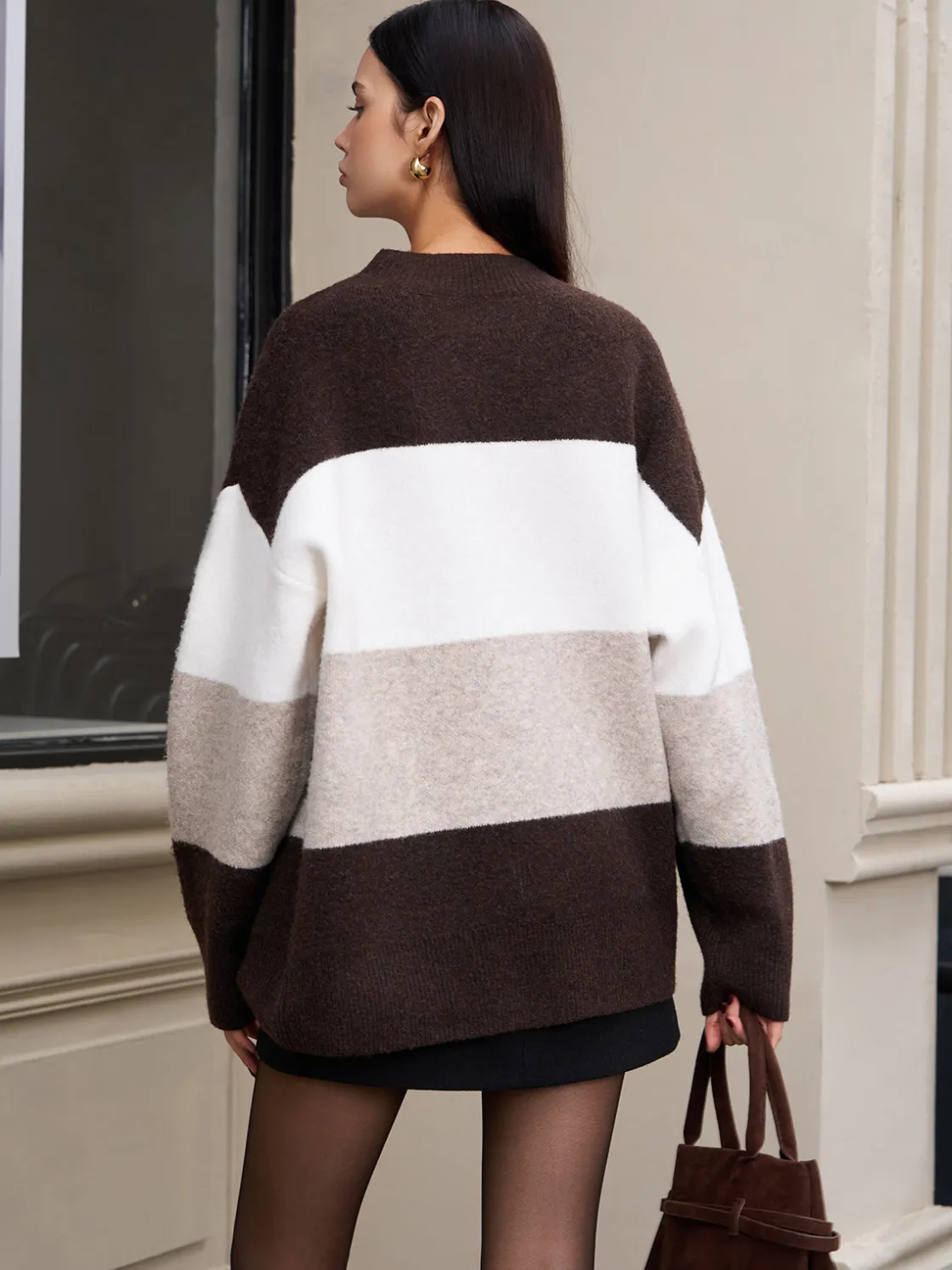 COMMENSE Versatile Color Block Pullover Sweater* Sweater Tops|Sweaters & Cardigans