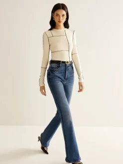 COMMENSE Versatile Contrast Piping Jersey Blouse* Blouses & Shirts|Tops