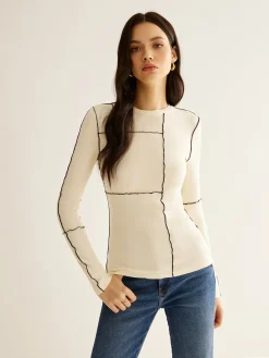 COMMENSE Versatile Contrast Piping Jersey Blouse* Blouses & Shirts|Tops