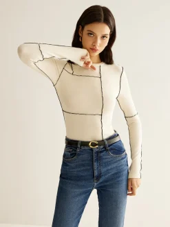 COMMENSE Versatile Contrast Piping Jersey Blouse* Blouses & Shirts|Tops
