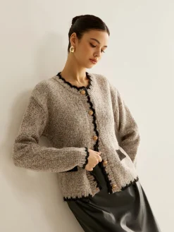 COMMENSE Versatile Contrast Trim Button Cardigan* Cardigans|Sweaters & Cardigans