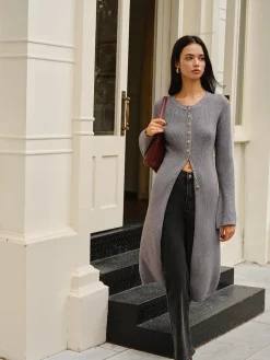COMMENSE Versatile Metal Breasted Sweater Dress* Sweater Dresses|Work Dresses