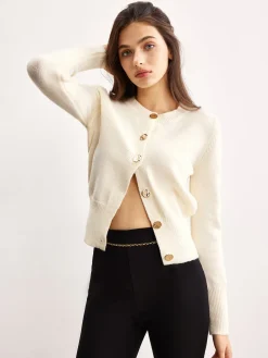 COMMENSE Versatile Metal Button Knit Outerwear* Sweater Tops|Outerwear
