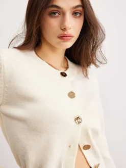COMMENSE Versatile Metal Button Knit Outerwear* Sweater Tops|Outerwear
