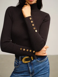 COMMENSE Versatile Mock Neck Skinny Sweater* Sweater Tops|Sweaters & Cardigans