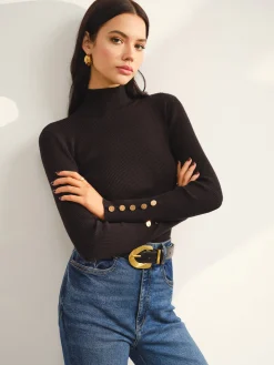 COMMENSE Versatile Mock Neck Skinny Sweater* Sweater Tops|Sweaters & Cardigans