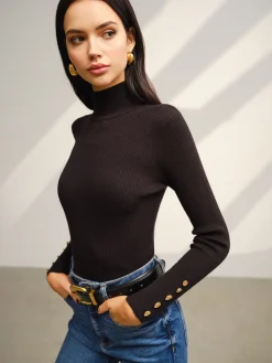 COMMENSE Versatile Mock Neck Skinny Sweater* Sweater Tops|Sweaters & Cardigans