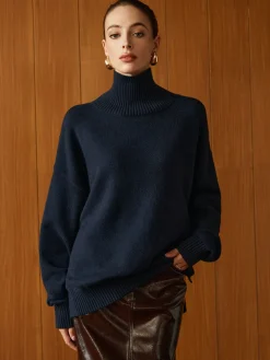 COMMENSE Versatile Plain Turtleneck Sweater* Sweater Tops|Sweaters & Cardigans