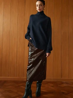 COMMENSE Versatile Plain Turtleneck Sweater* Sweater Tops|Sweaters & Cardigans