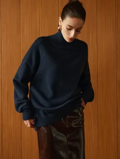 COMMENSE Versatile Plain Turtleneck Sweater* Sweater Tops|Sweaters & Cardigans