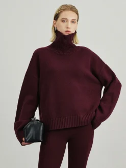 COMMENSE Versatile Plain Turtleneck Sweater* Sweater Tops|Sweaters & Cardigans