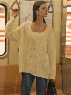 COMMENSE Versatile V-Neck Button Twist Cardigan* Cardigans|Sweaters & Cardigans
