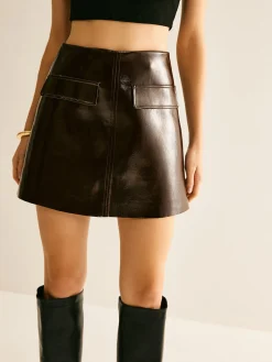 COMMENSE Versatile Zipper PU Leather Mini Skirt* Skirts|Bottoms
