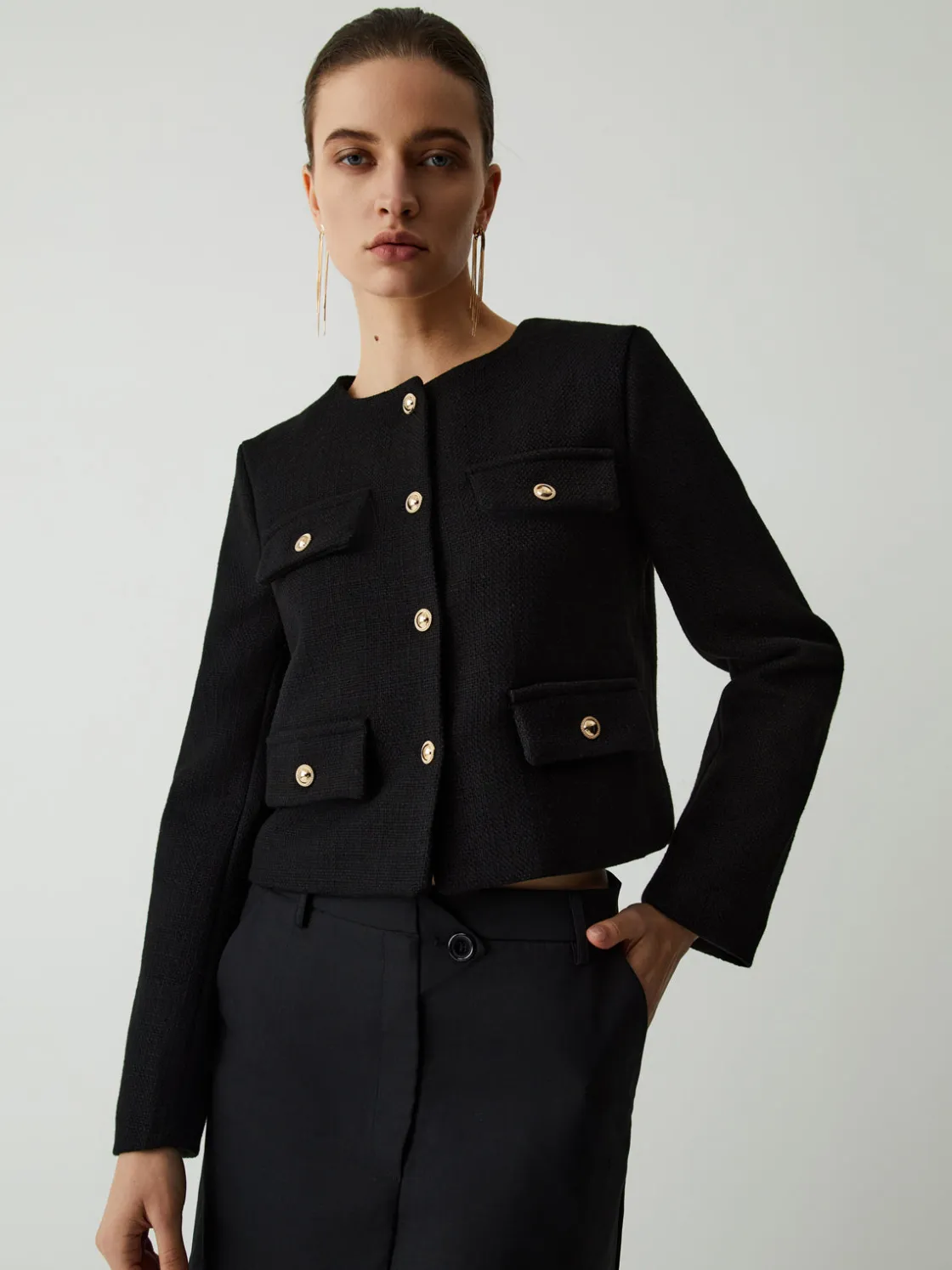 COMMENSE Vintage Button Tweed Blazer* Outerwear|Blazers