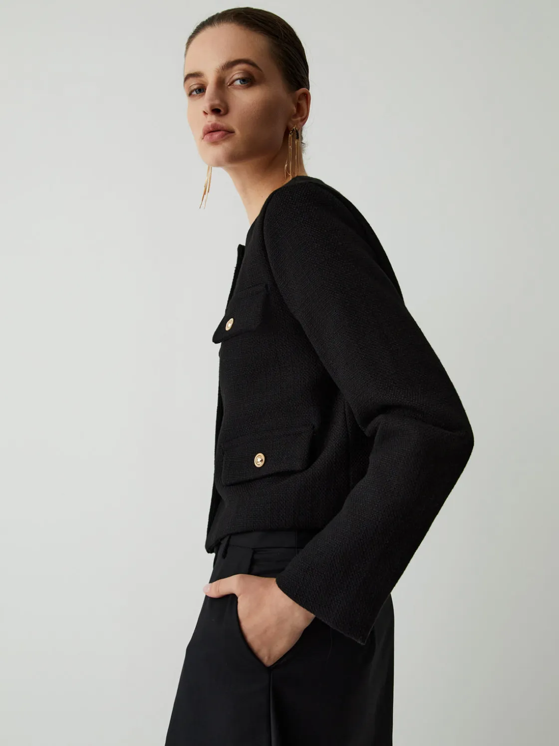 COMMENSE Vintage Button Tweed Blazer* Outerwear|Blazers