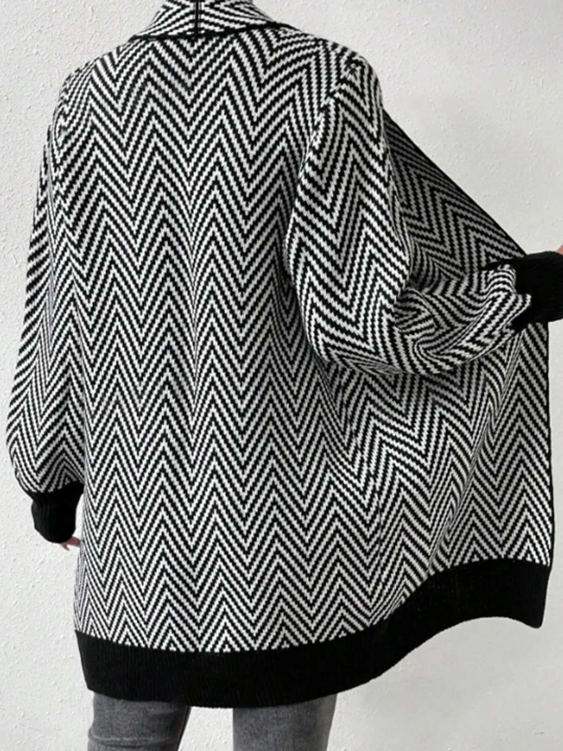 COMMENSE Vintage Chevron Knit Outerwear* Sweater Tops|Outerwear