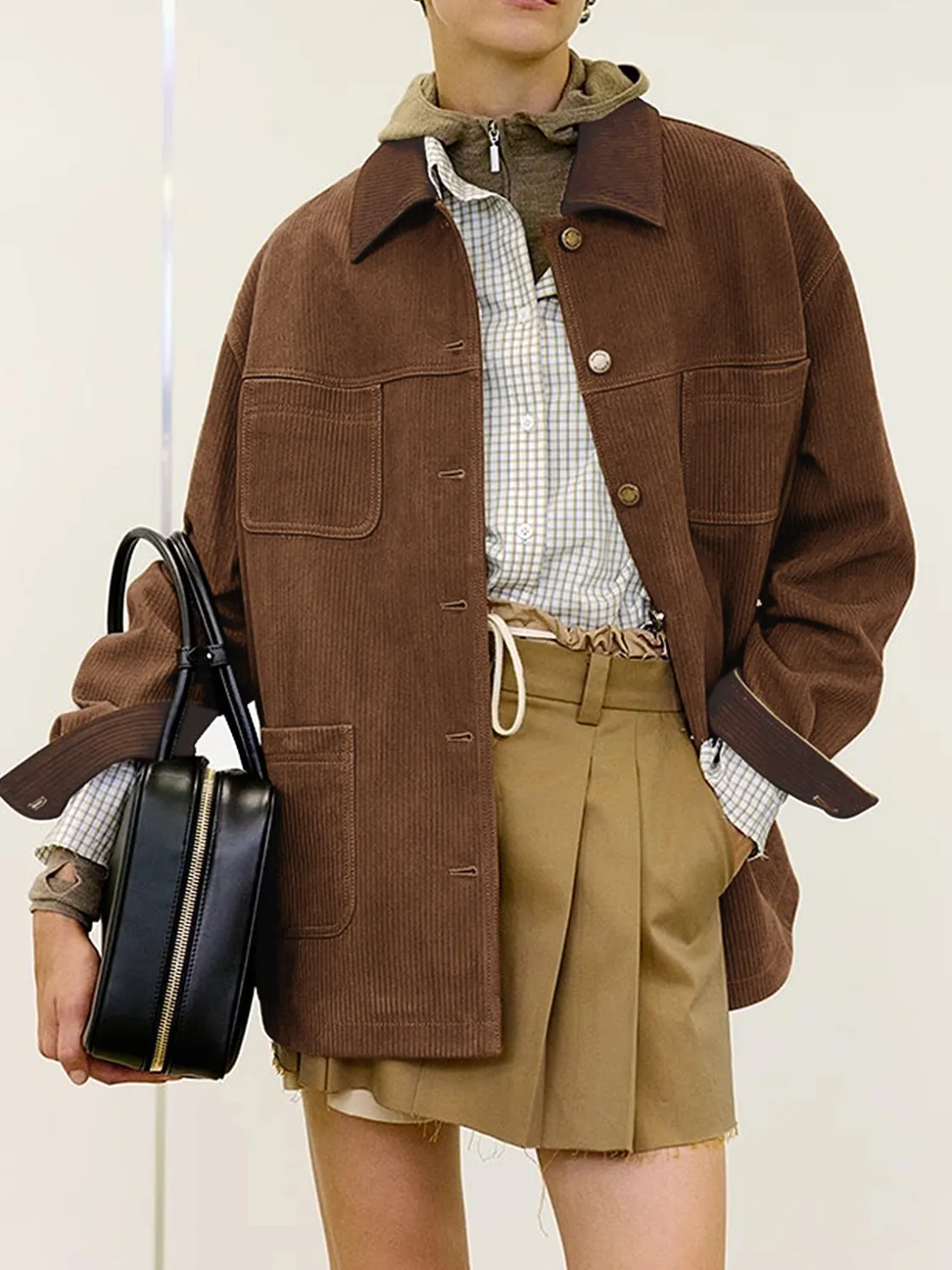 COMMENSE Vintage Corduroy Cargo Polo Jacket* Outerwear|Jackets