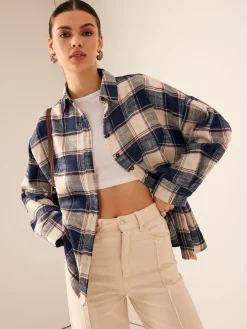 COMMENSE Vintage Cotton Plaid Polo Shirt* Blouses & Shirts|Tops