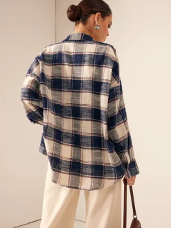 COMMENSE Vintage Cotton Plaid Polo Shirt* Blouses & Shirts|Tops