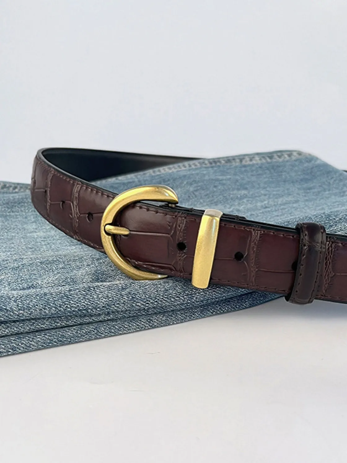 COMMENSE Vintage Crocodile Pattern Buckle Belt* Belts & Chain|Accessories