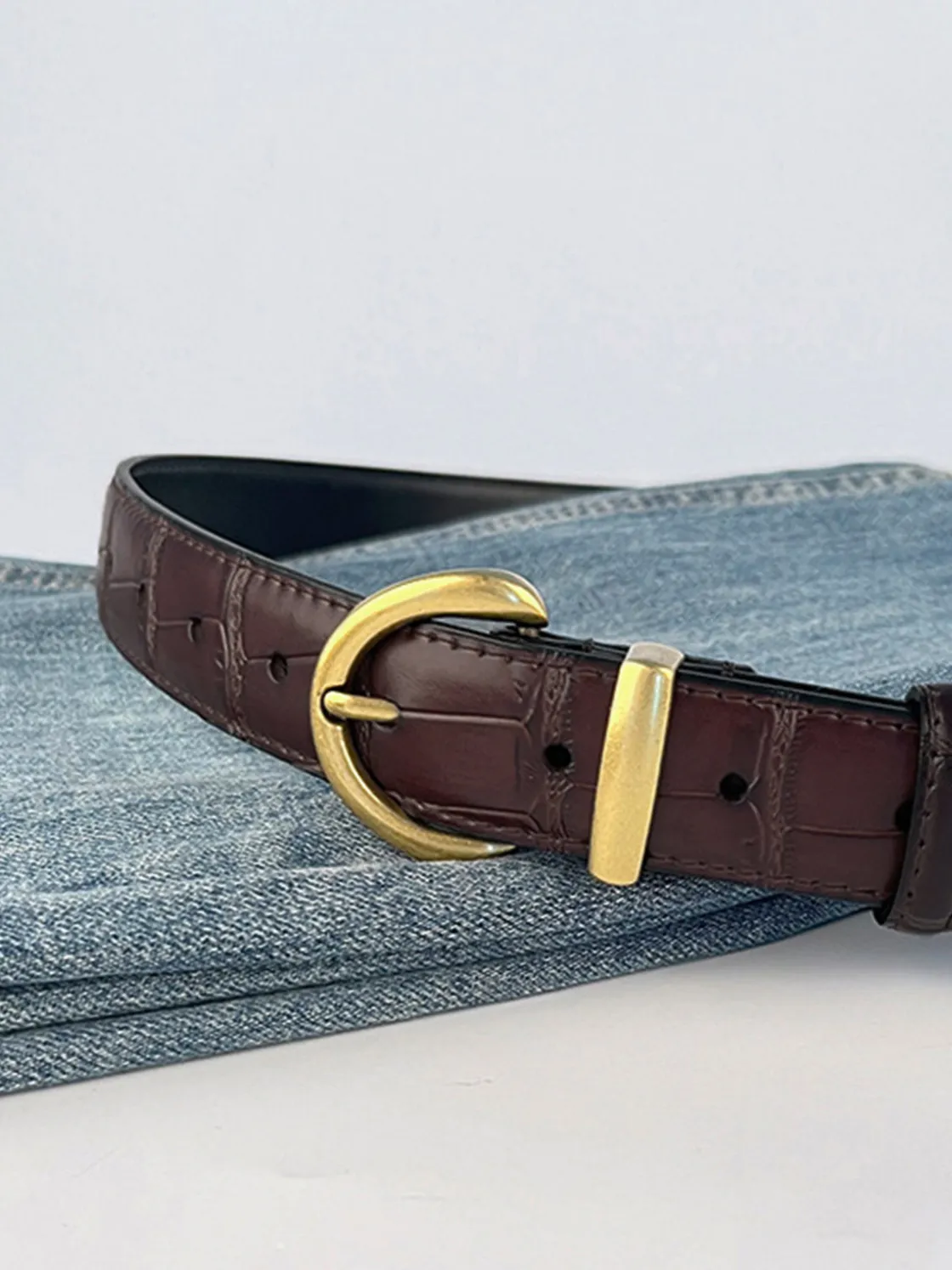 COMMENSE Vintage Crocodile Pattern Buckle Belt* Belts & Chain|Accessories