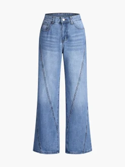 COMMENSE Vintage Denim Straight Leg Pants* Jeans|Pants