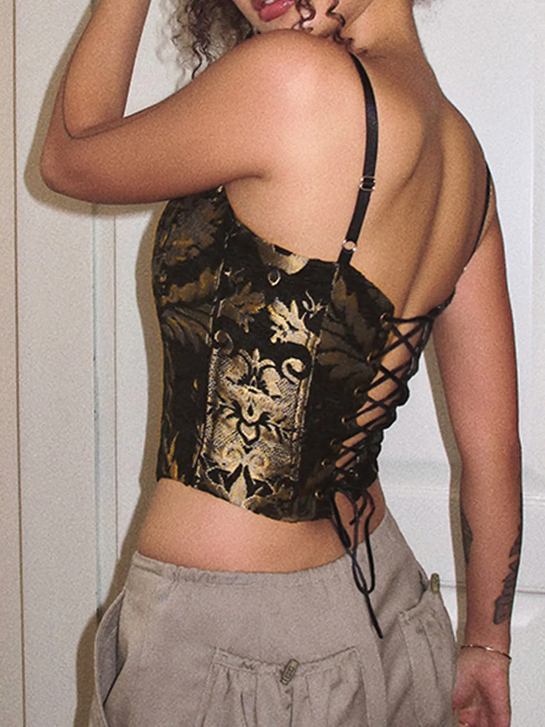 COMMENSE Vintage Drawstring Cami Corset Top* Corset Tops|Tank Tops & Camis