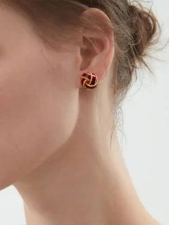 COMMENSE Vintage Dripped Glaze Knotted Hoop Stud Earrings* Earrings|Accessories
