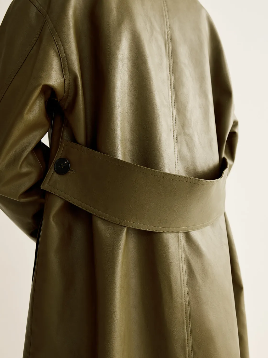 COMMENSE Vintage Faux Leather Long Jacket* Outerwear|Jackets